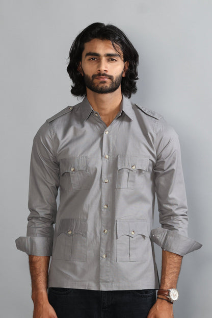 Fossil Grey Turkish Linen Hunting Shirt