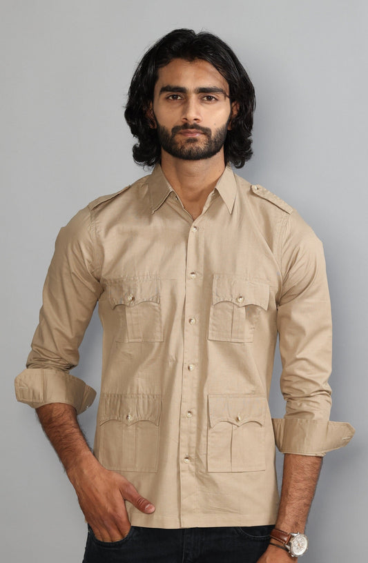 Khaki Color Cotton Hunting Shirt