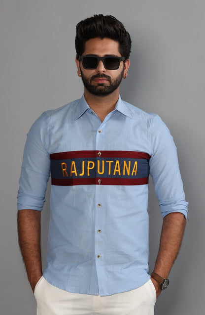 Navy Stripe Sky Blue Rajputana Shirt