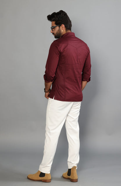 Maroon Turkish Linen Hunting Shirt