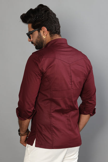 Maroon Turkish Linen Hunting Shirt