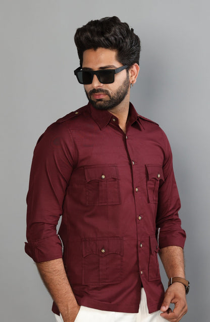 Maroon Turkish Linen Hunting Shirt