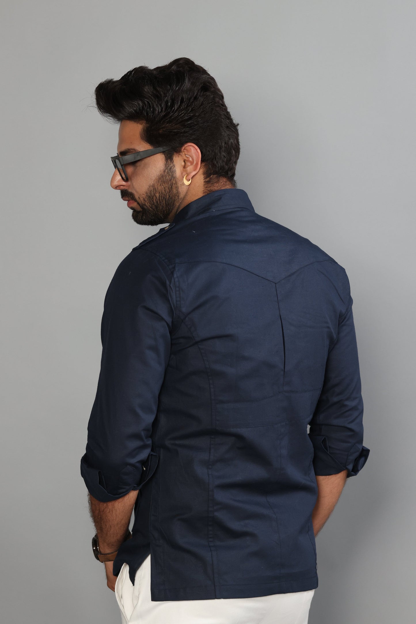 Navy Blue Color Cotton Hunting Shirt