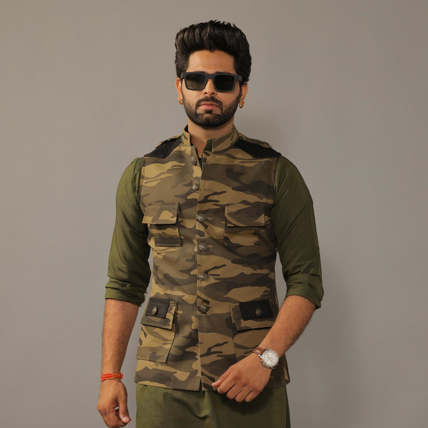 Olive Green Camouflage Hunting Style Jacket