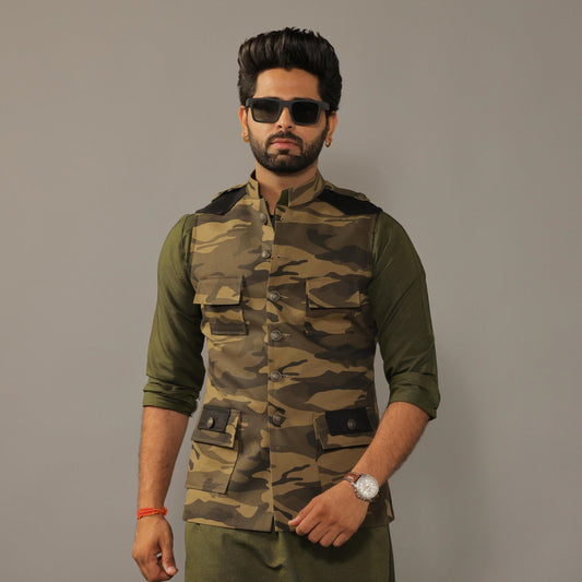 Olive Green Camouflage Hunting Style Jacket