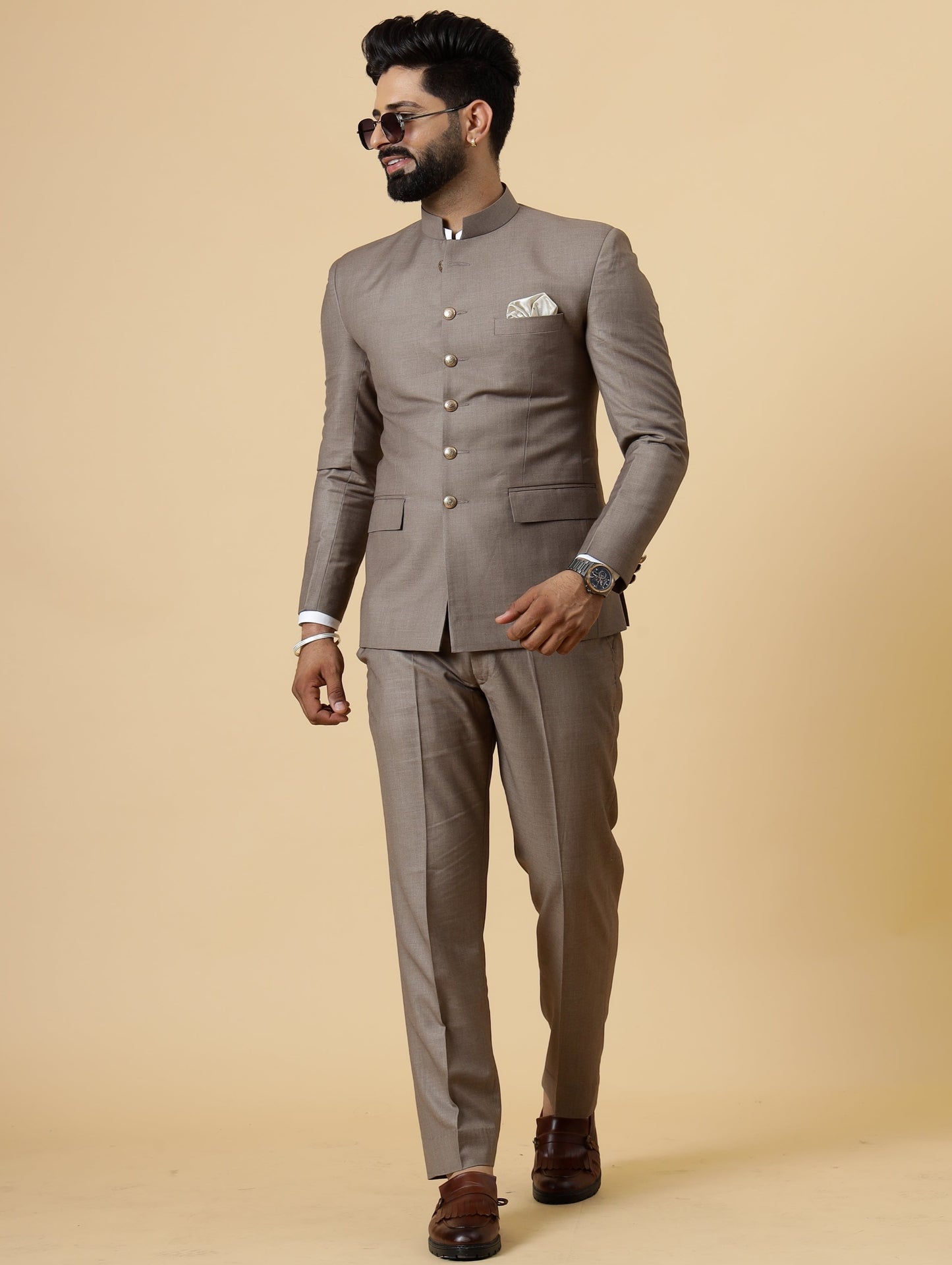 Traditional Mink Brown Jodhpuri Suit| Perfect for Wedding and Casual wear|