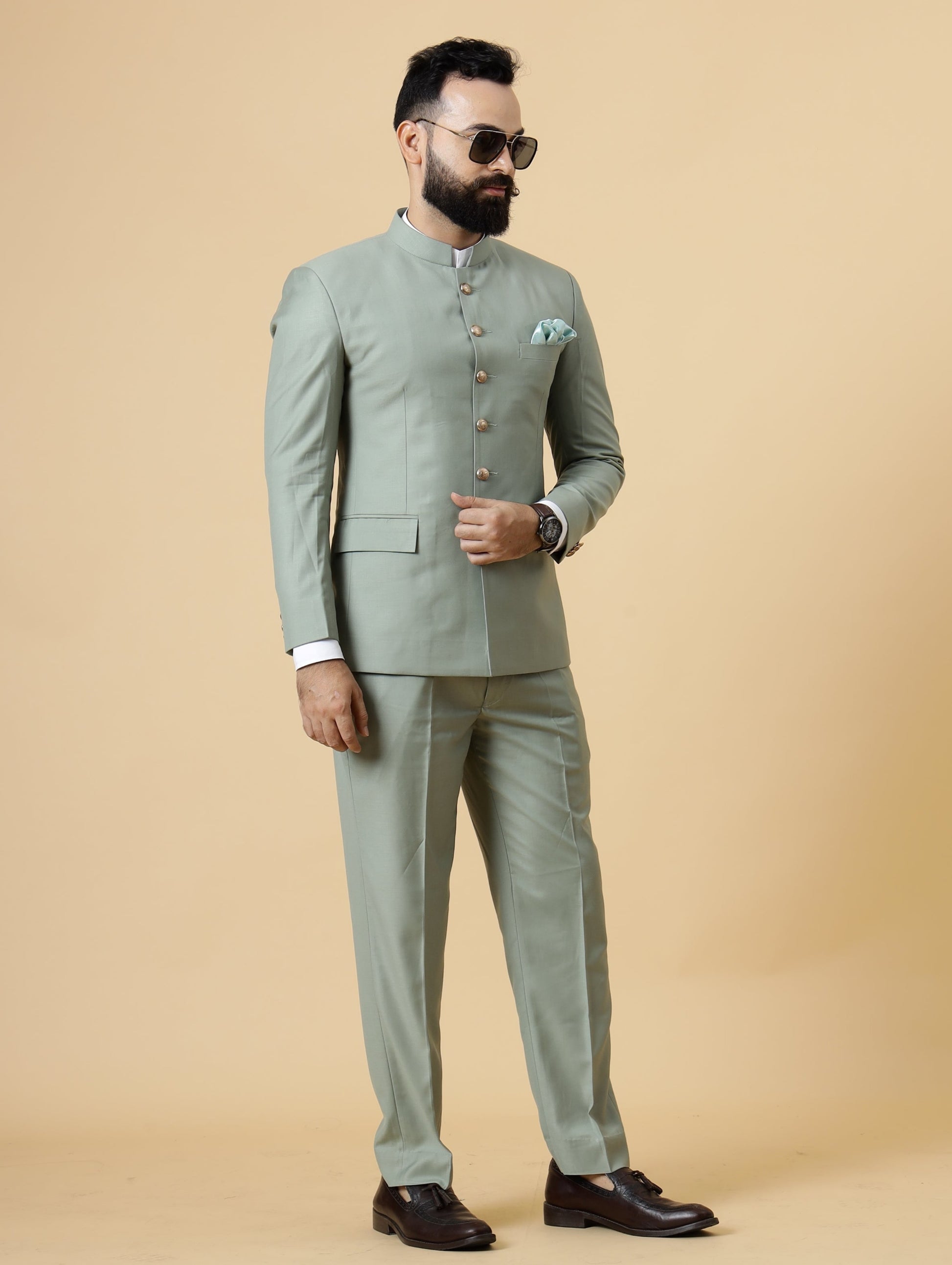 Traditional Moss Green Jodhpuri Suit Perfect for Wedding and Casual wear| S