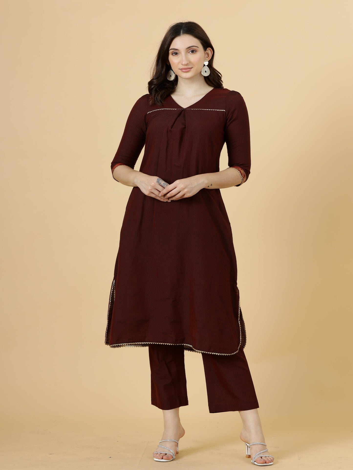 Classy Wine Kurti-Palazzo Set