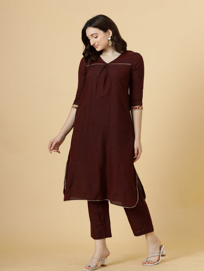 Classy Wine Kurti-Palazzo Set