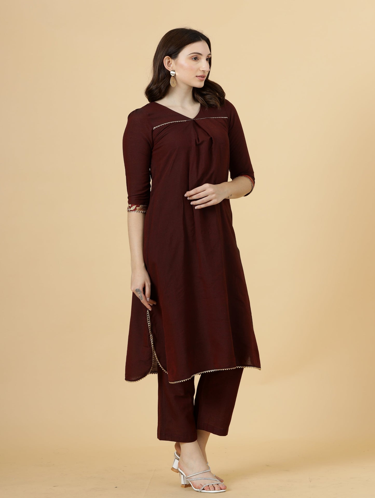 Classy Wine Kurti-Palazzo Set