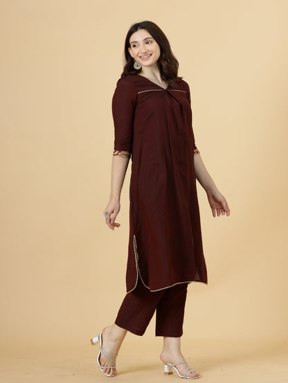 Classy Wine Kurti-Palazzo Set