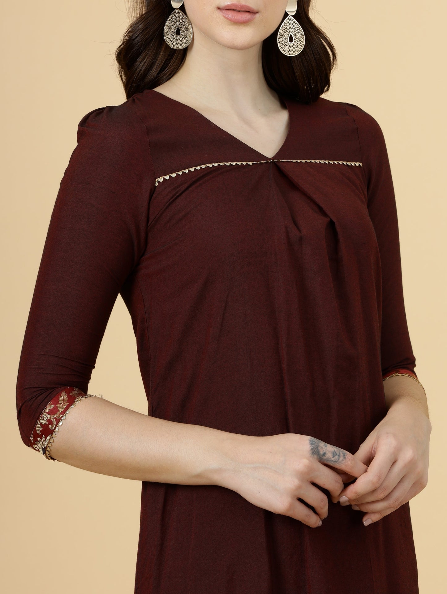 Classy Wine Kurti-Palazzo Set