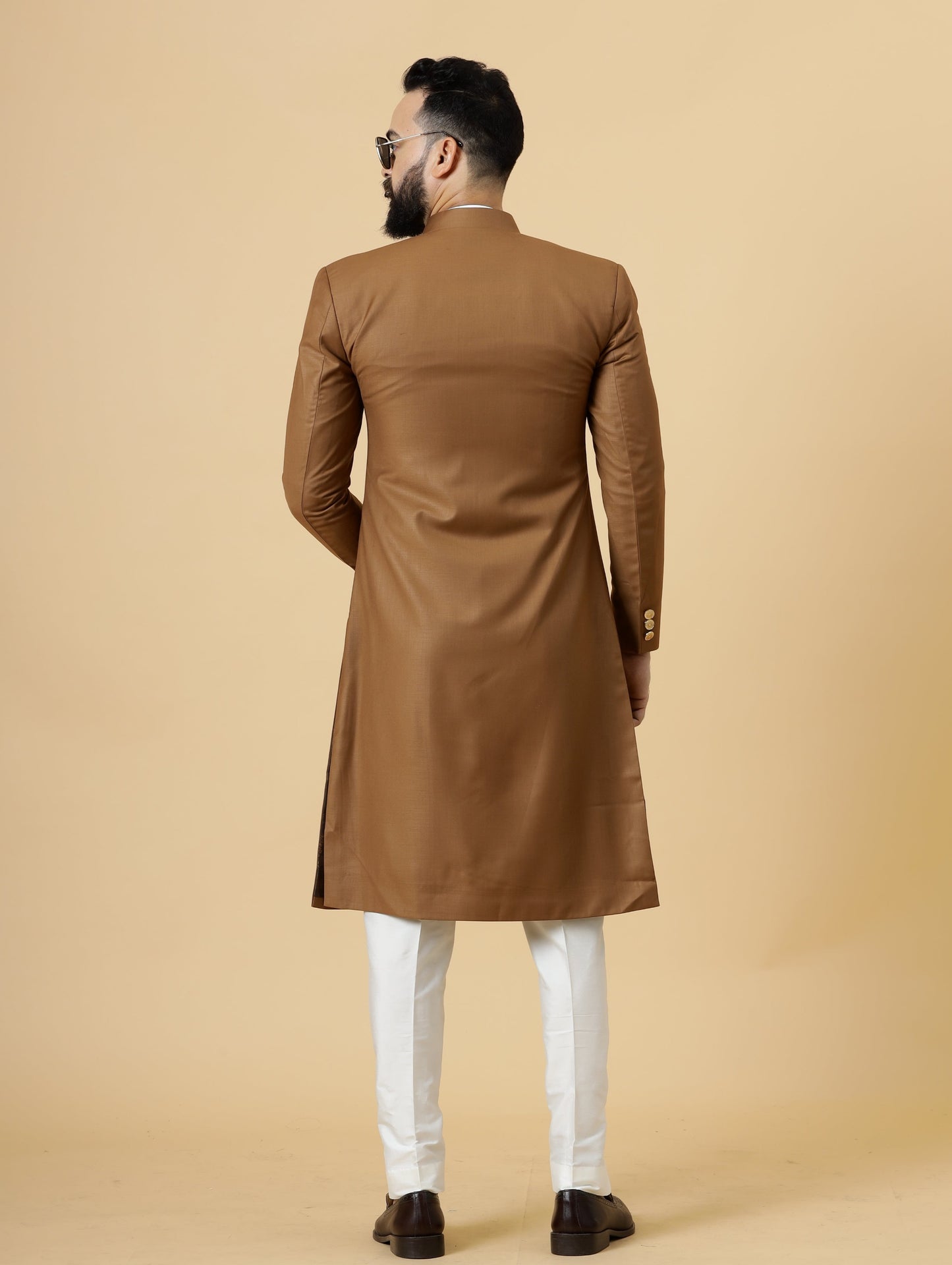 Classic Caramel Brown Achkan for Men