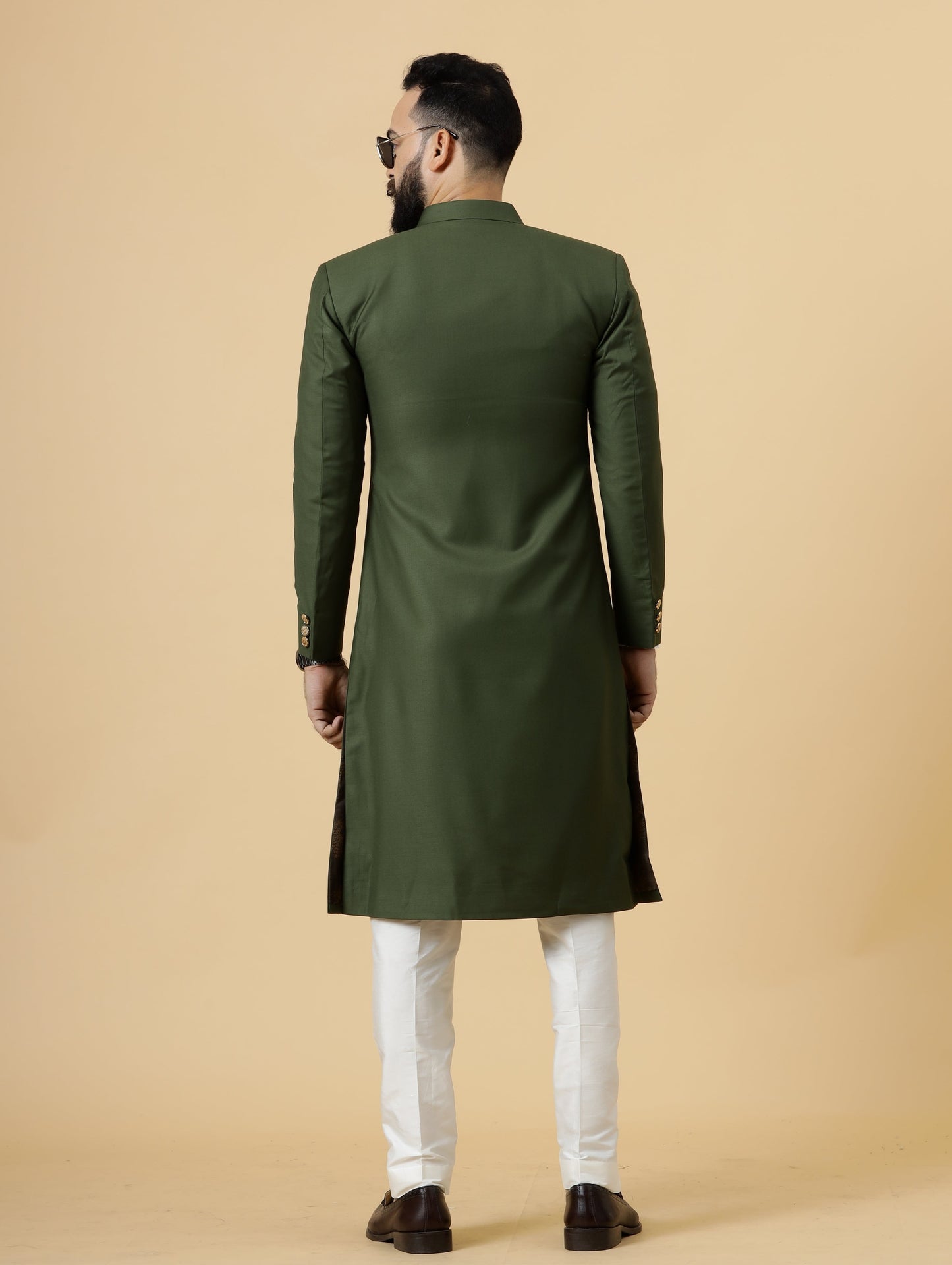 Classic Seaweed Green Achkan for Men