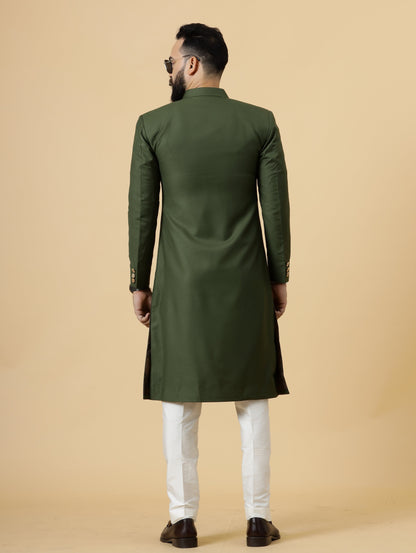 Classic Seaweed Green Achkan for Men