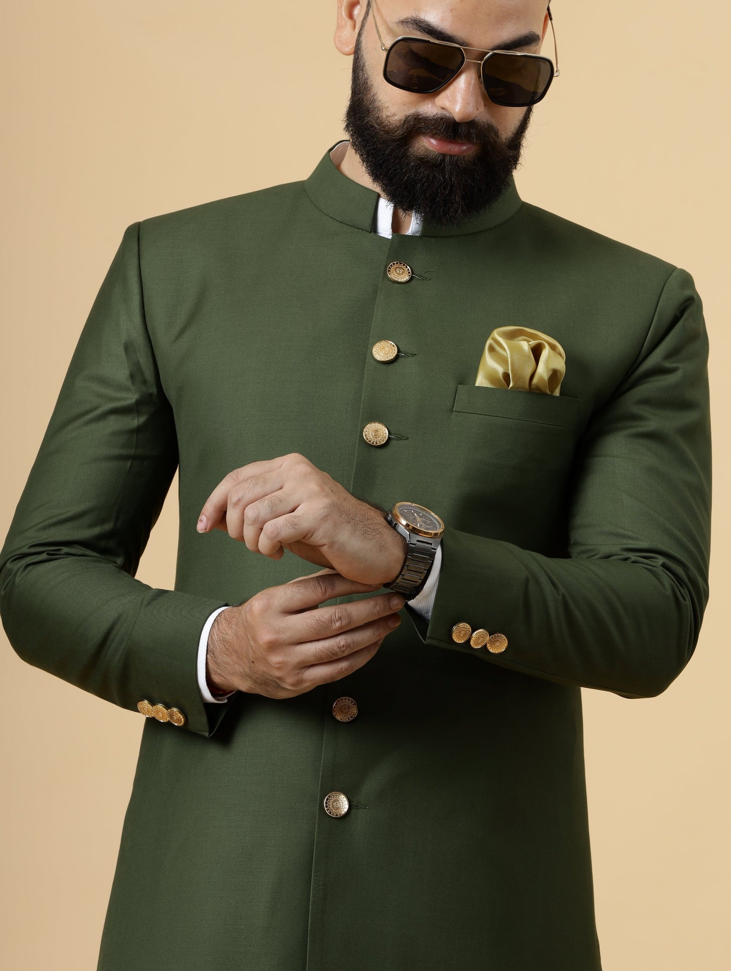 Classic Seaweed Green Achkan for Men