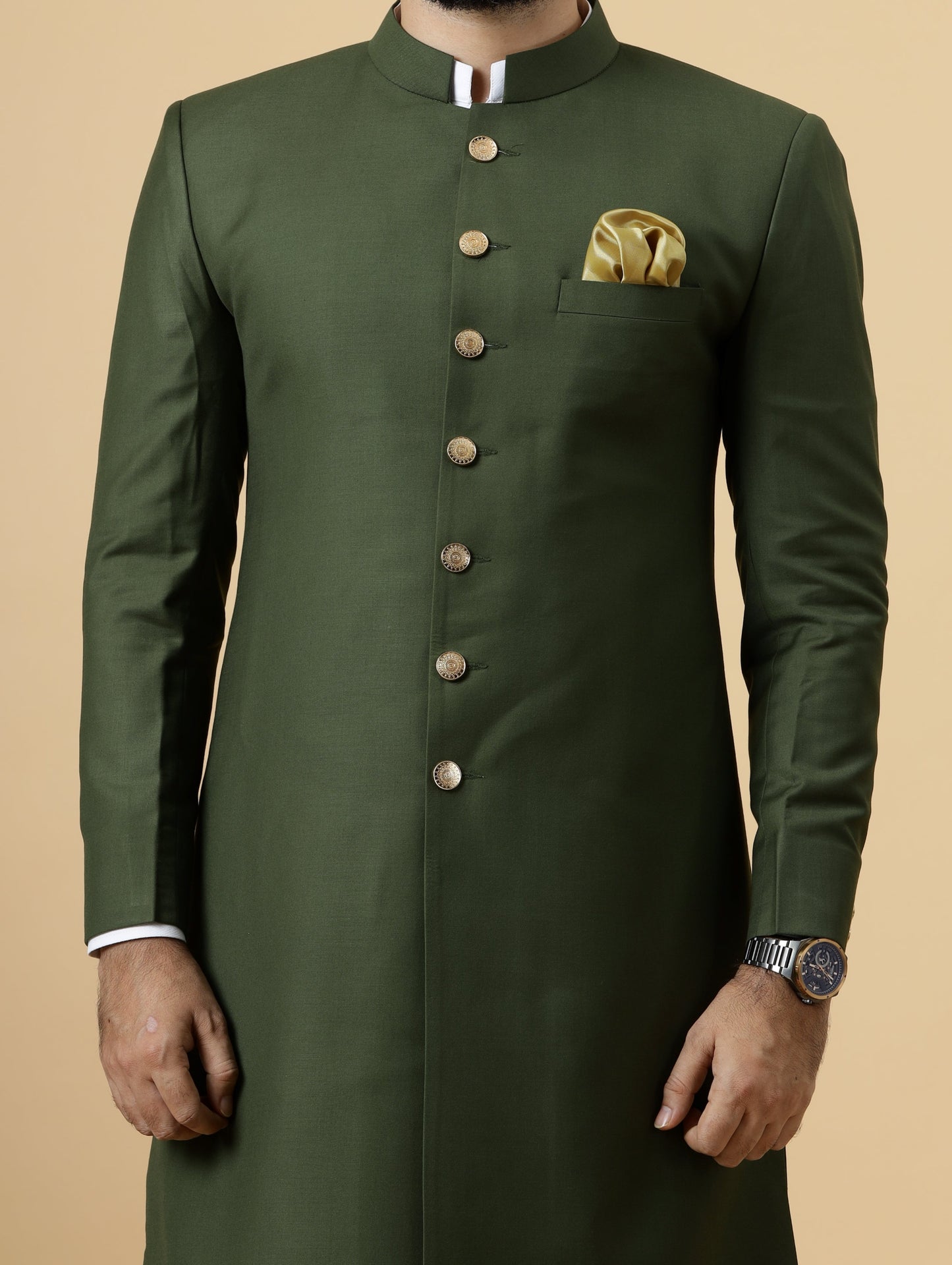 Classic Seaweed Green Achkan for Men