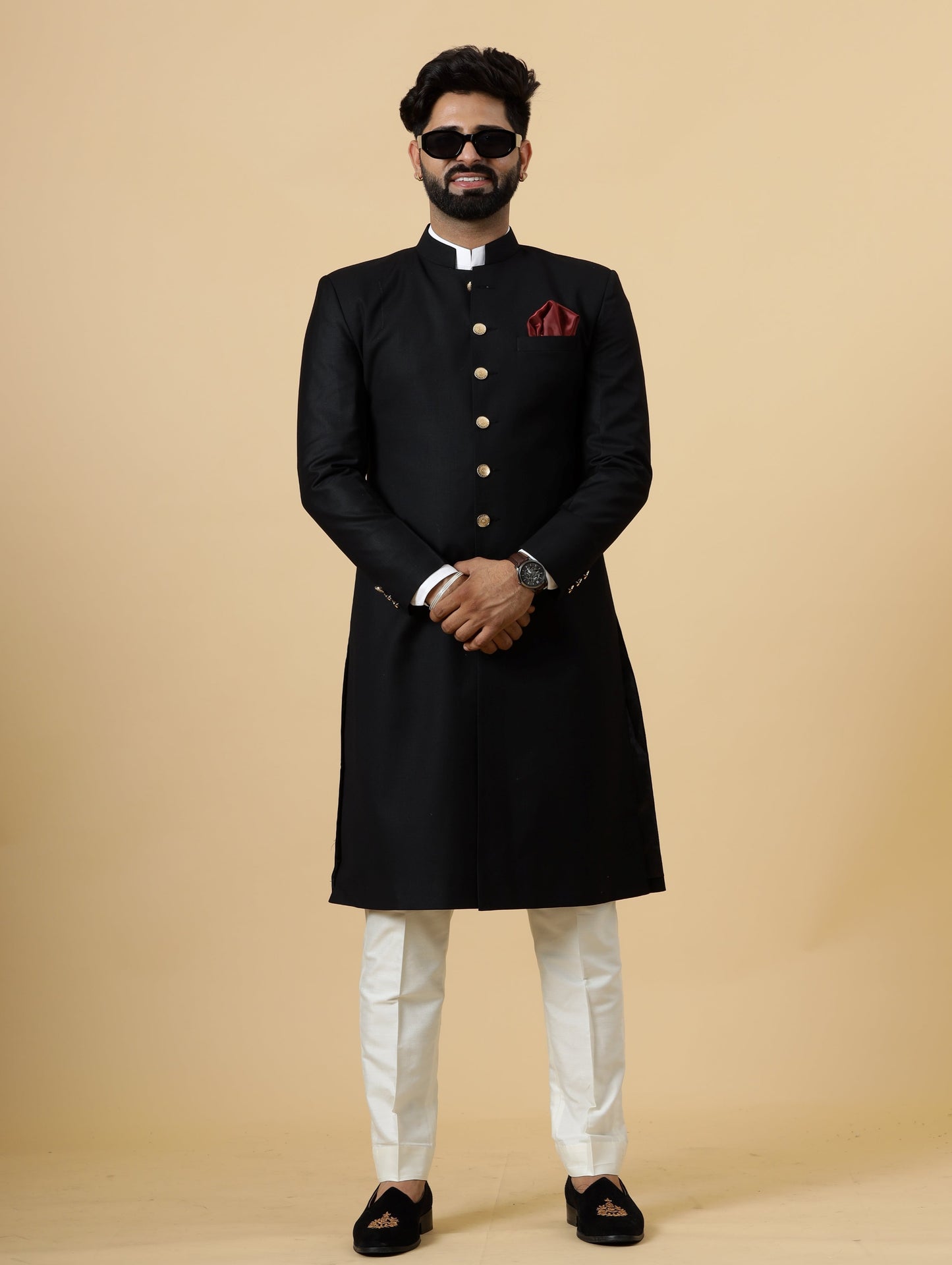 Classic Black Achkan for Men