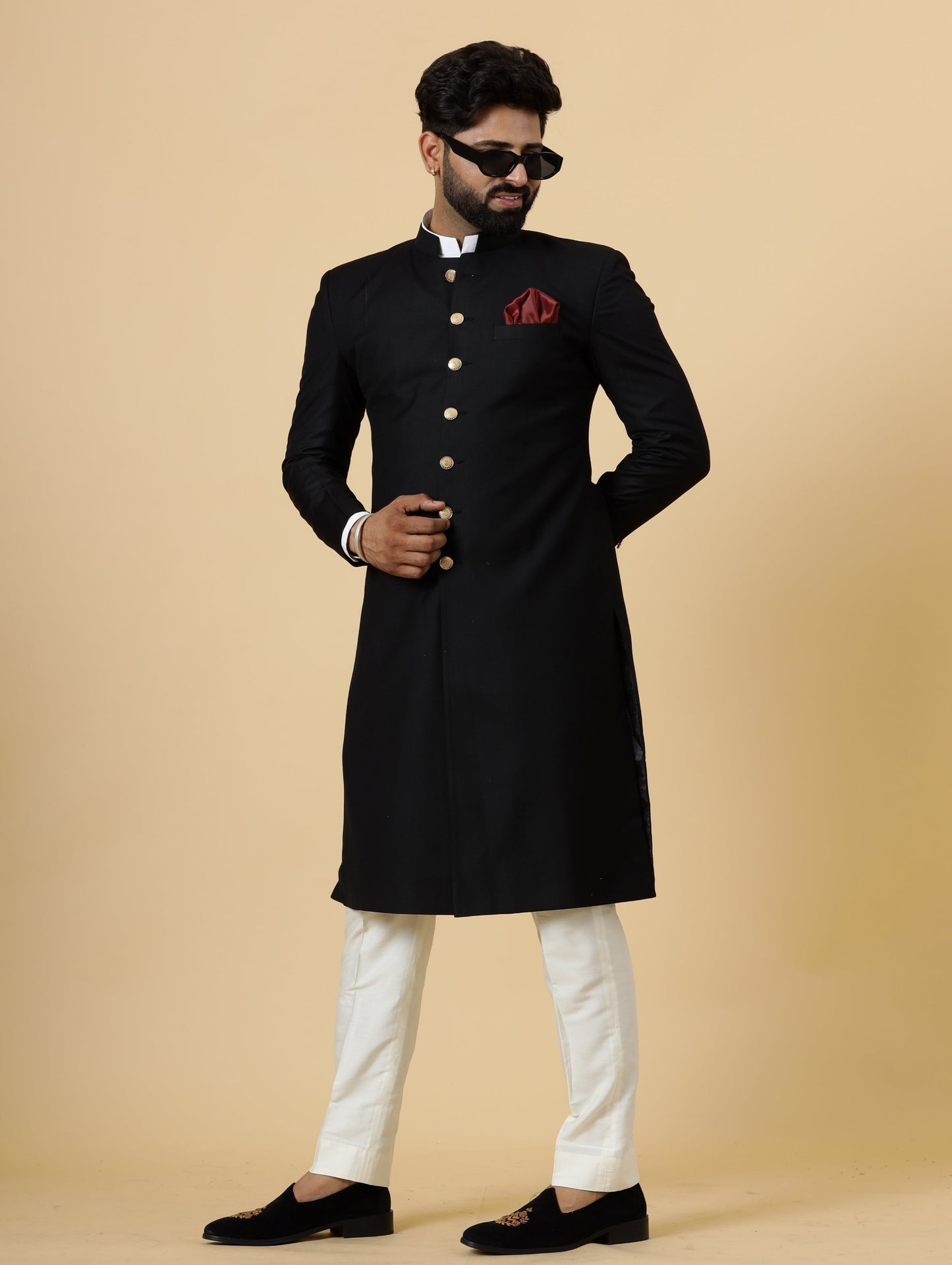 Classic Black Achkan for Men