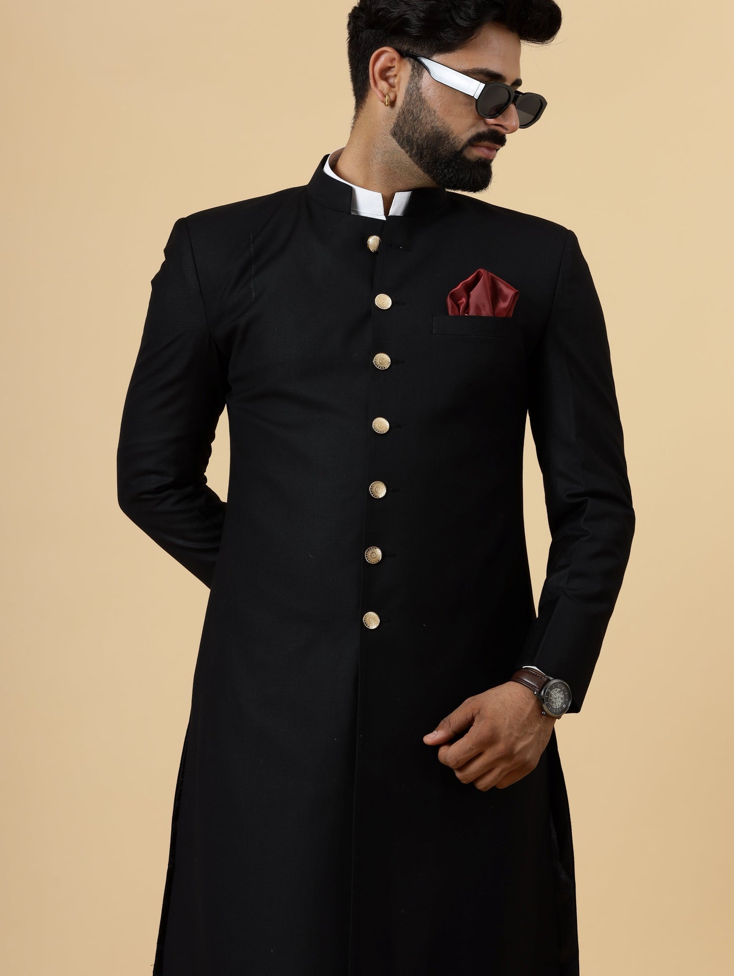 Classic Black Achkan for Men