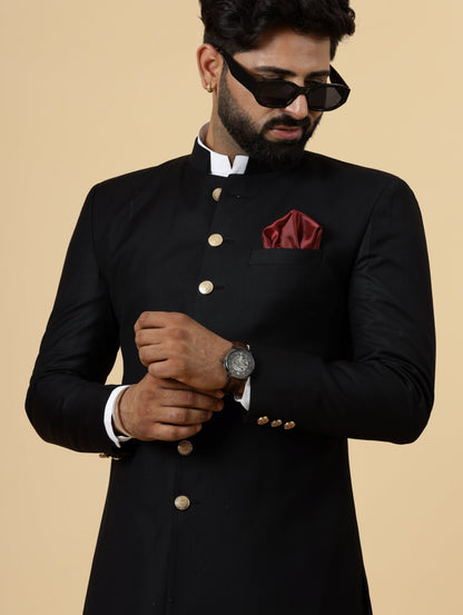 Classic Black Achkan for Men