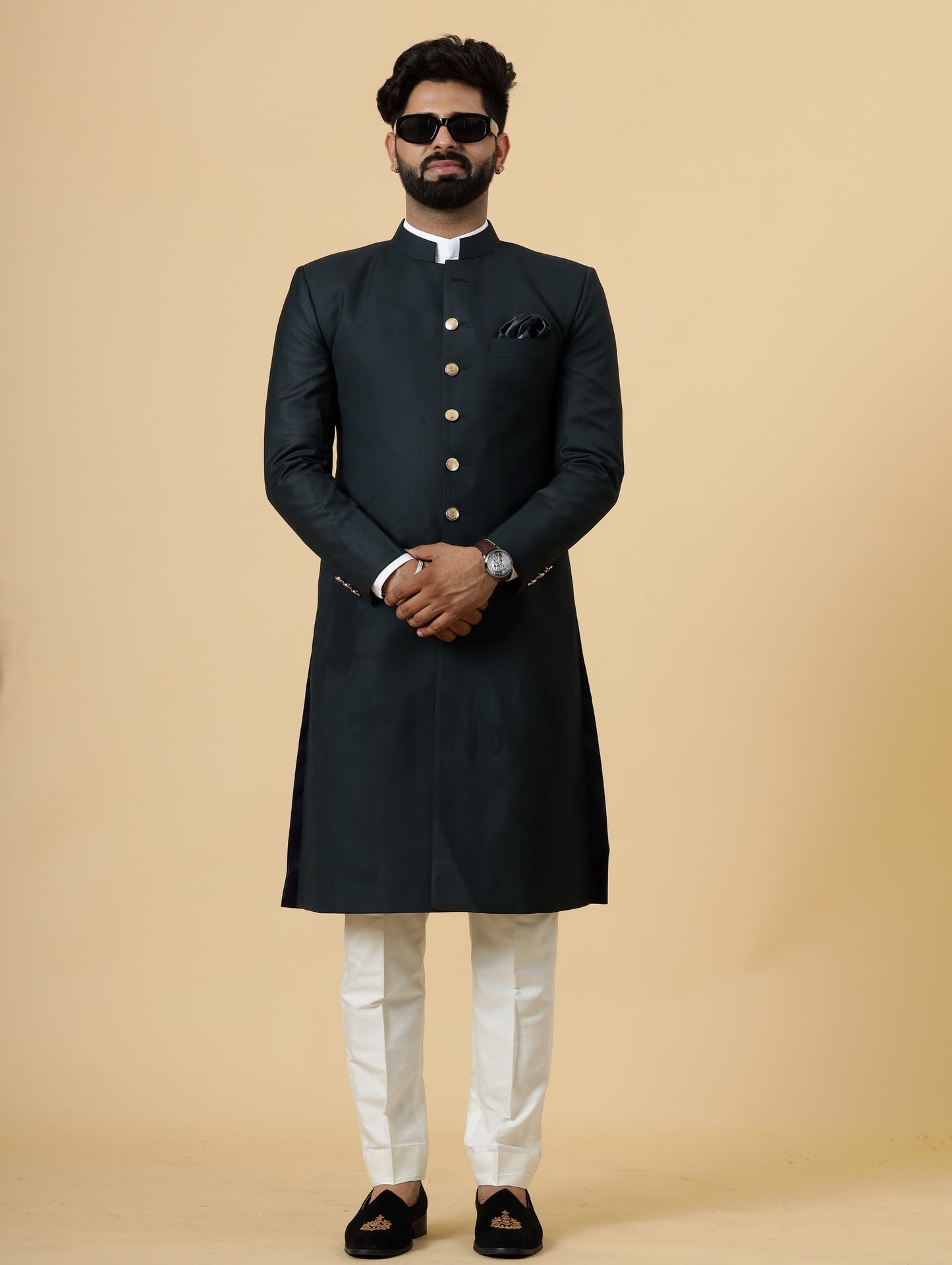 Classic Dark Green Achkan for Men