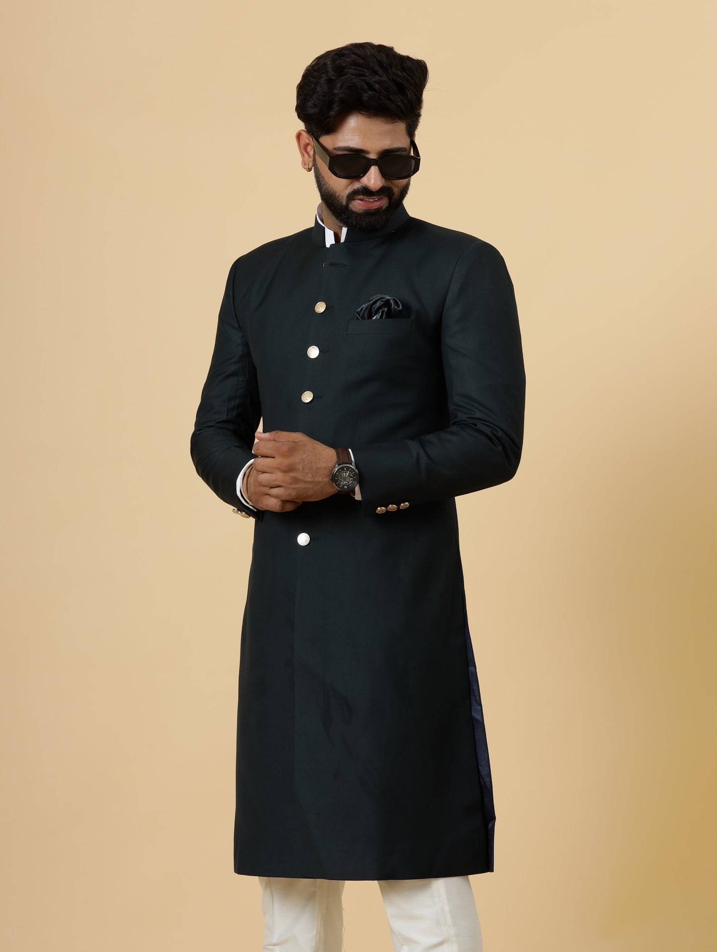 Classic Dark Green Achkan for Men