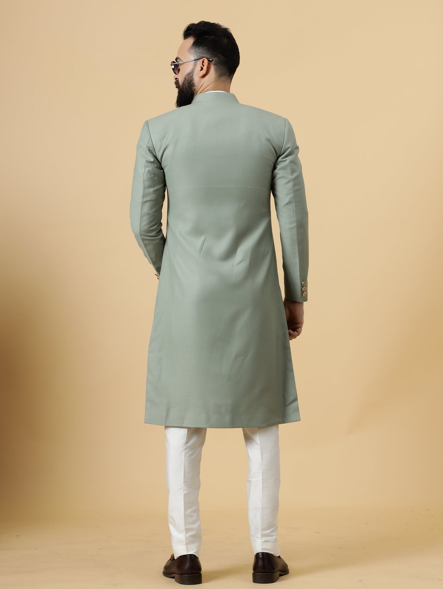 Classic Moss Green Achkan for Men