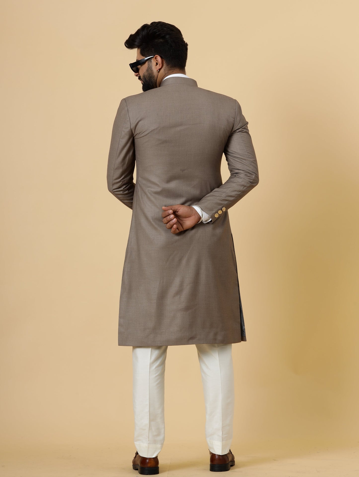 Classic Mink Brown Achkan for Men