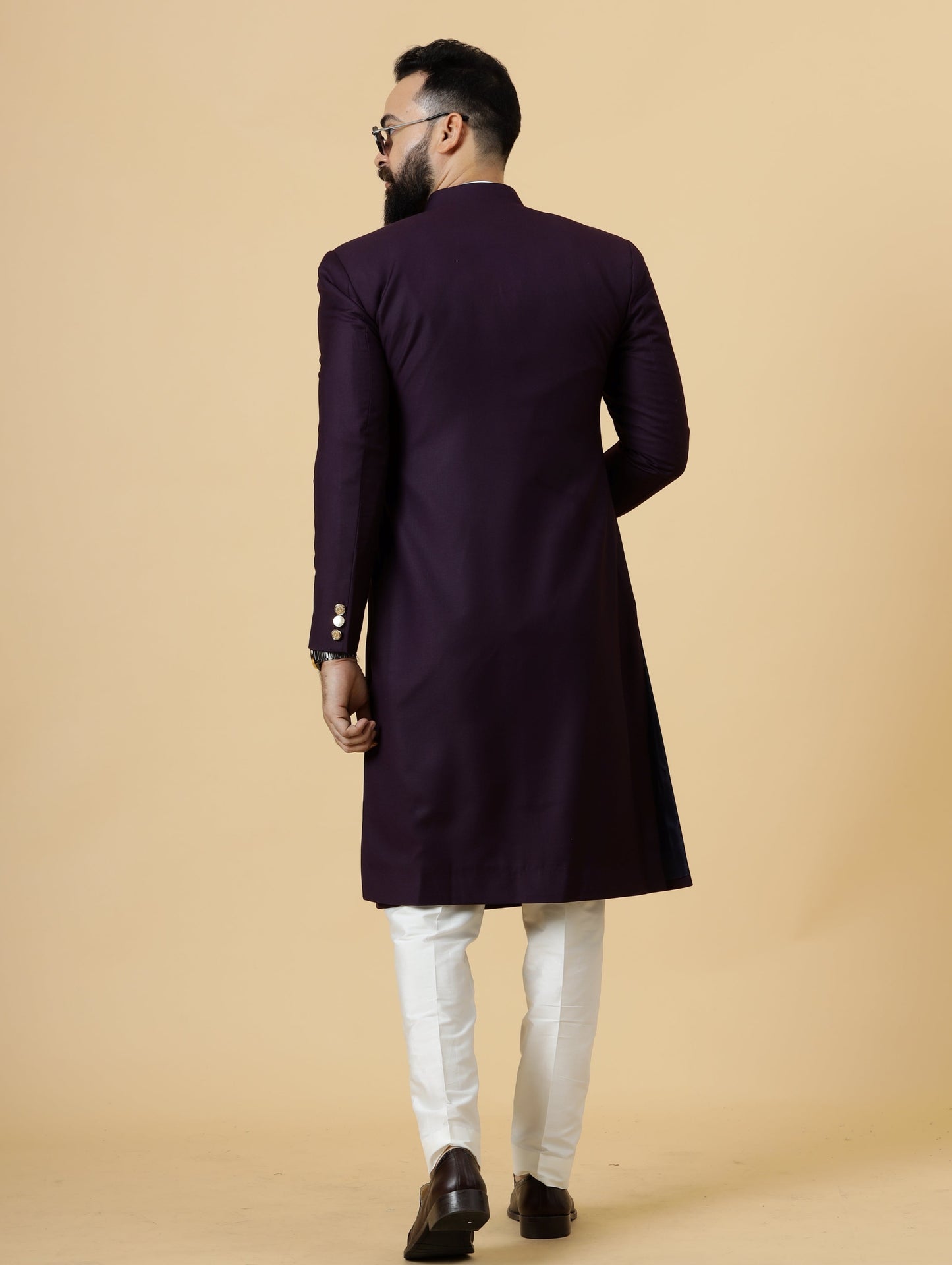 Classic Dark Purple Achkan for Men