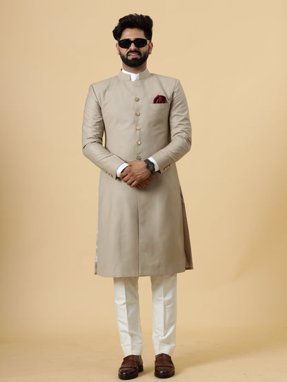 Classic Khaki Achkan for Men