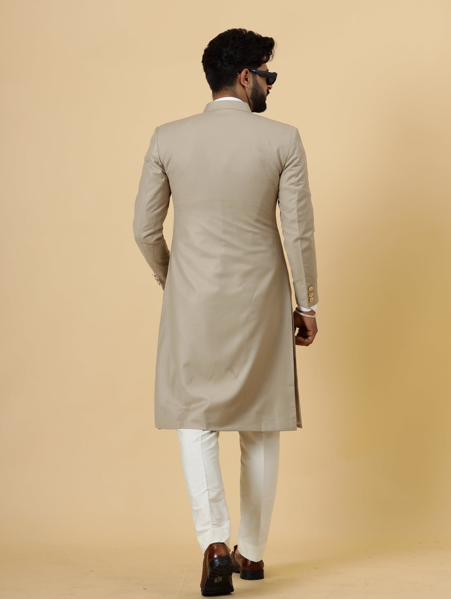 Classic Khaki Achkan for Men