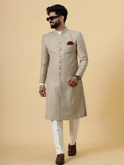 Classic Khaki Achkan for Men