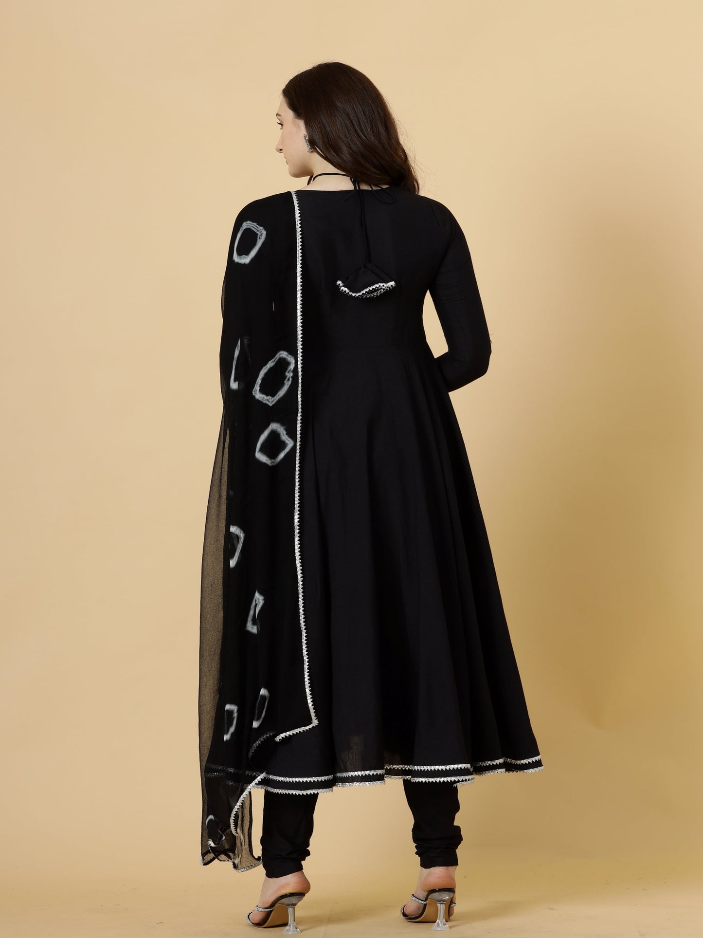 Classic Black Anarkali Suit with Tye and dye Dupatta