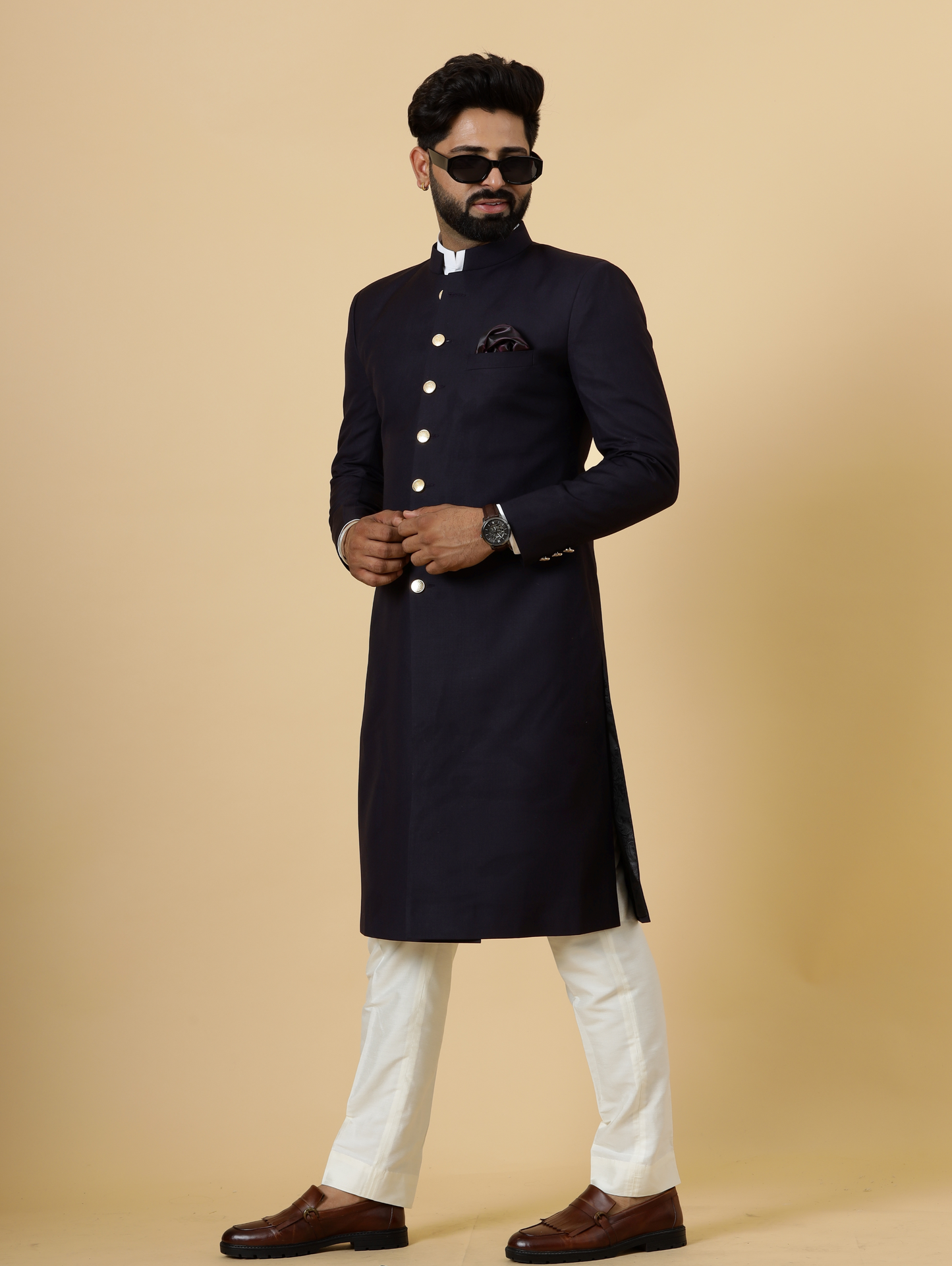 Classic Blue Berry Achkan for Men