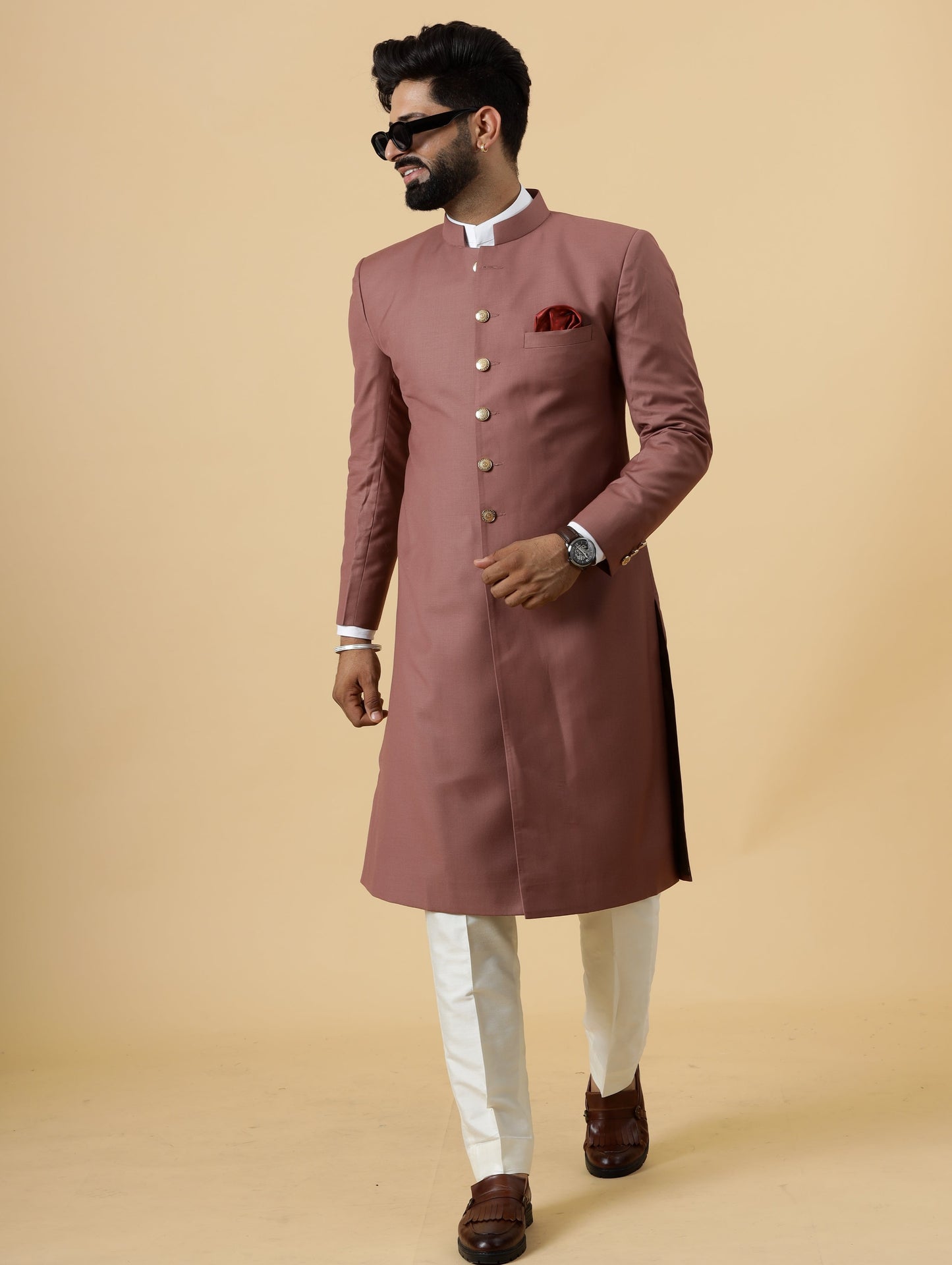 Classic Rosewood Achkan for Men