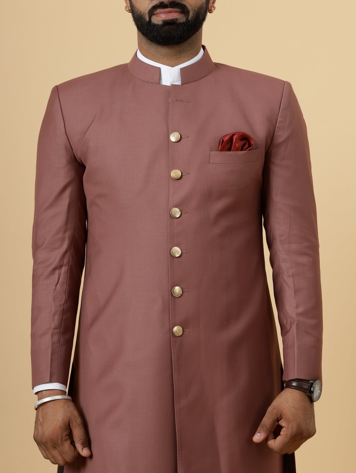 Classic Rosewood Achkan for Men