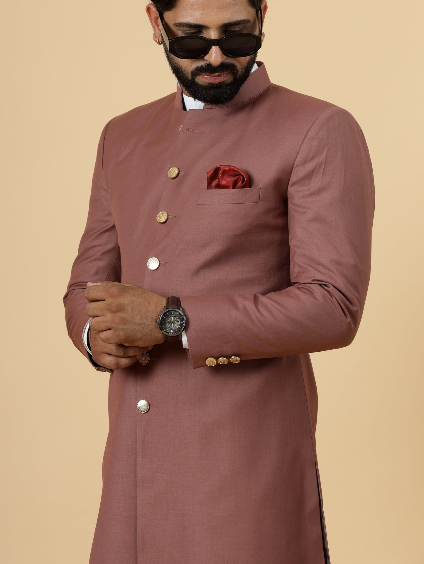 Classic Rosewood Achkan for Men