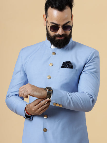 Classic Corn-Flower Blue Achkan for Men