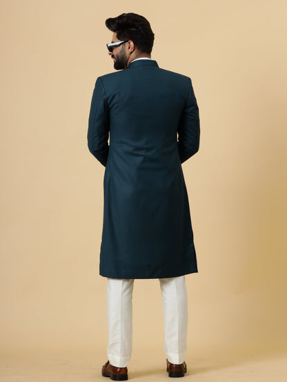 Classic Teal Achkan for Men