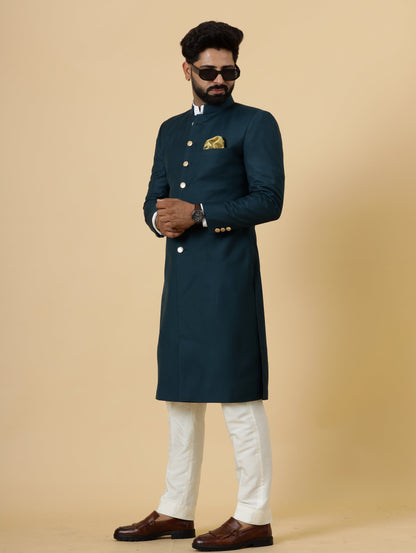 Classic Teal Achkan for Men