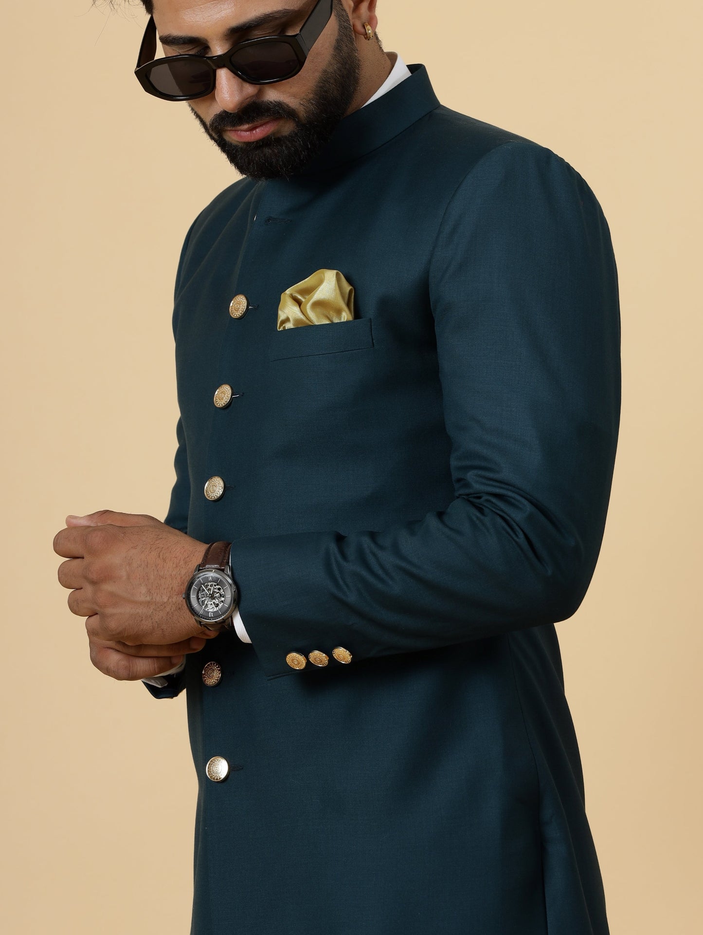 Classic Teal Achkan for Men