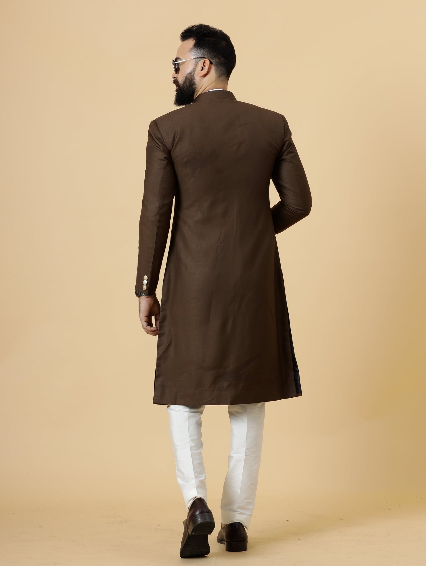 Classic Cocoa Brown Achkan for Men