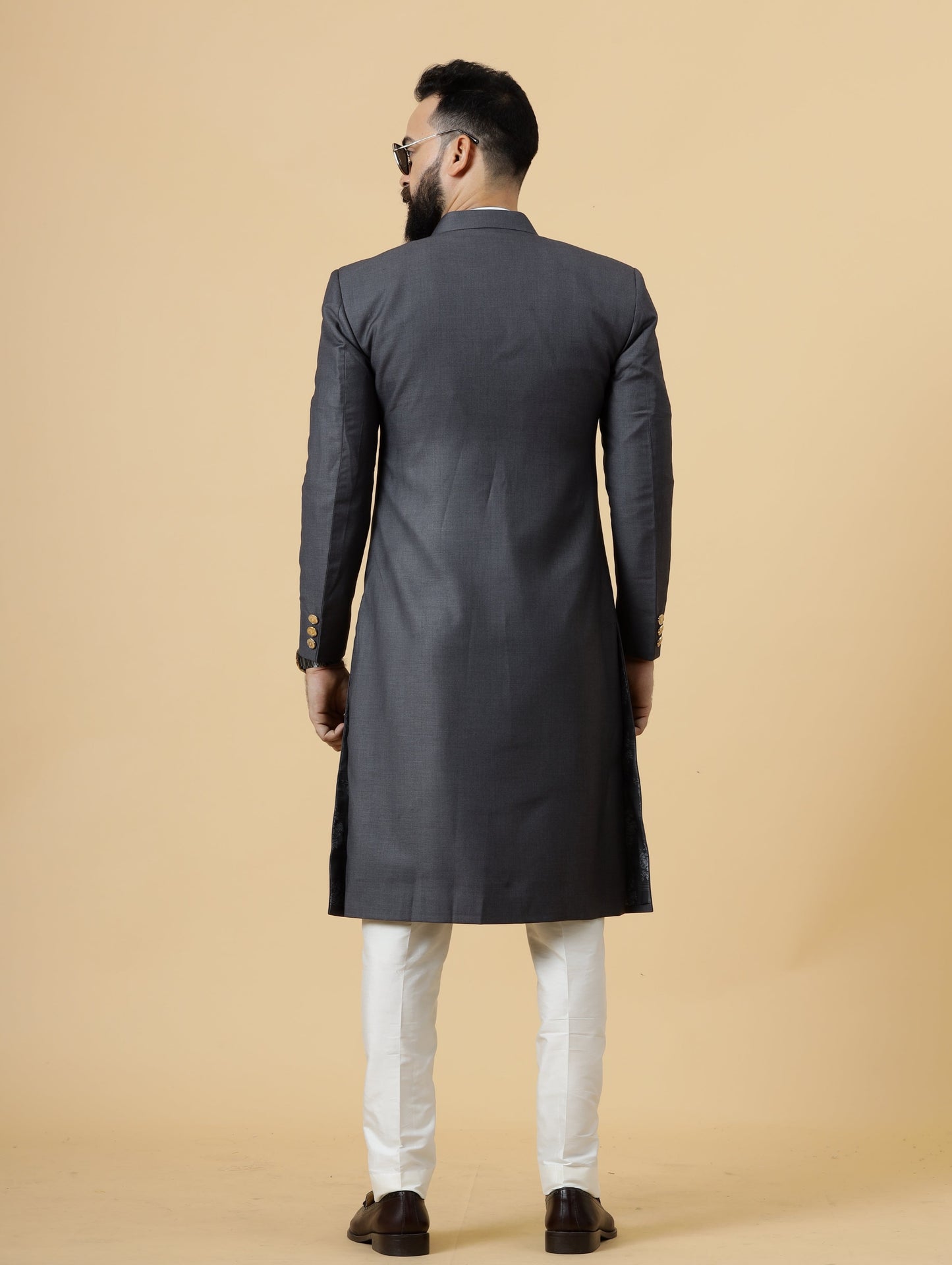 Classic Charcoal Grey Achkan for Men