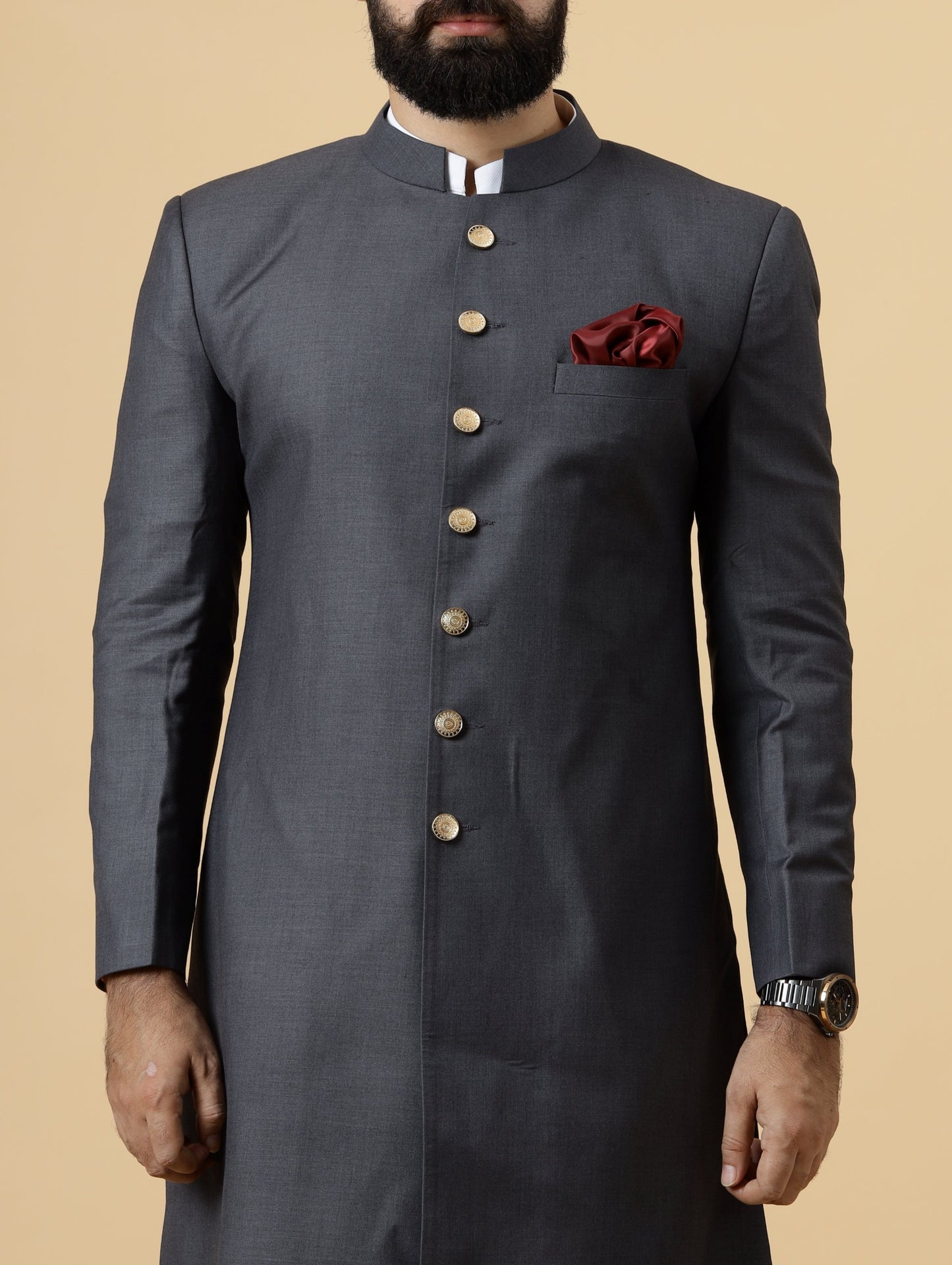 Classic Charcoal Grey Achkan for Men