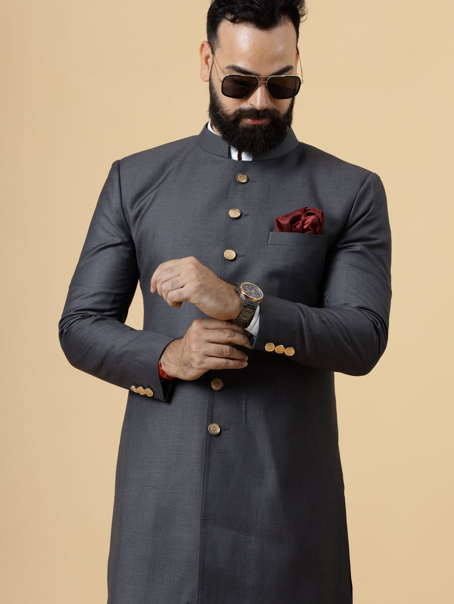 Classic Charcoal Grey Achkan for Men