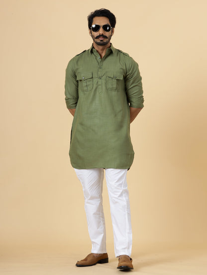 Olive Green Hunting Style only Kurta