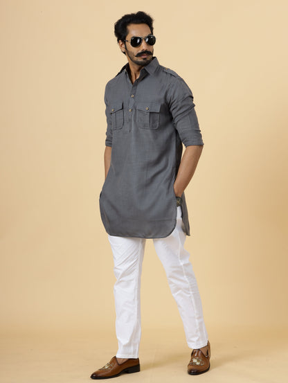 Dark Grey Hunting Style only Kurta