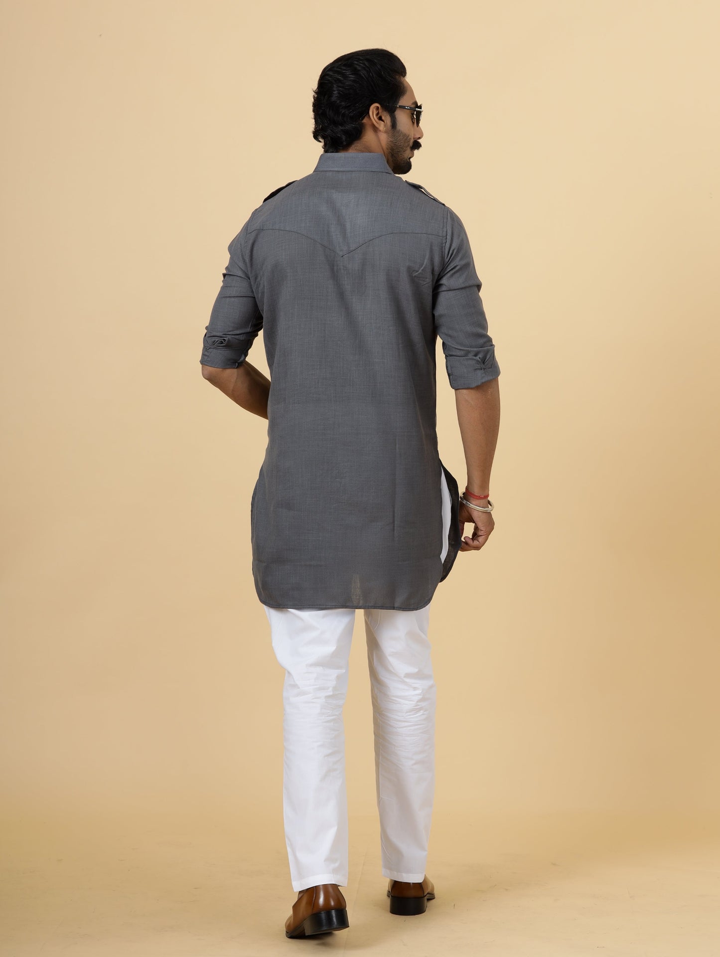 Dark Grey Hunting Style Kurta-Pajama set