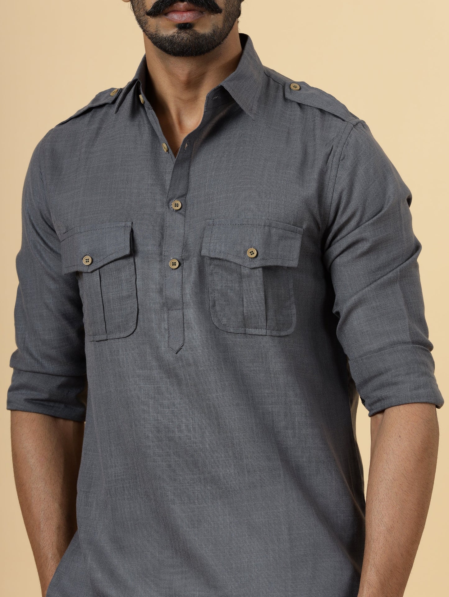 Dark Grey Hunting Style only Kurta